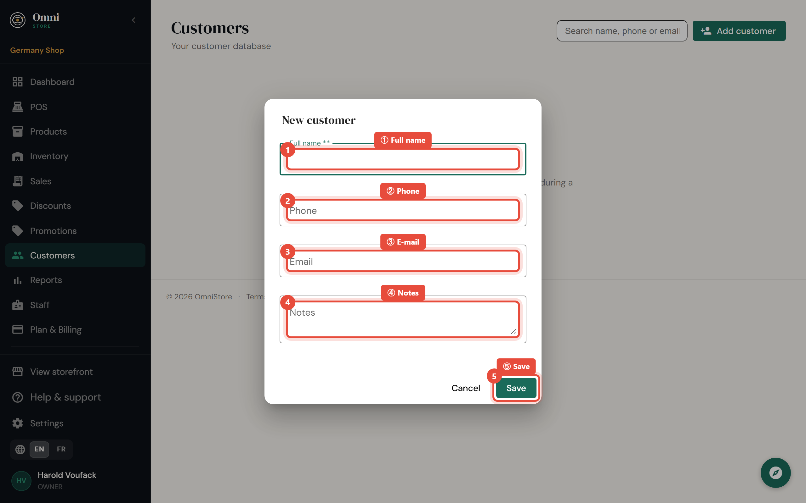 Step 2 - Fill in customer details