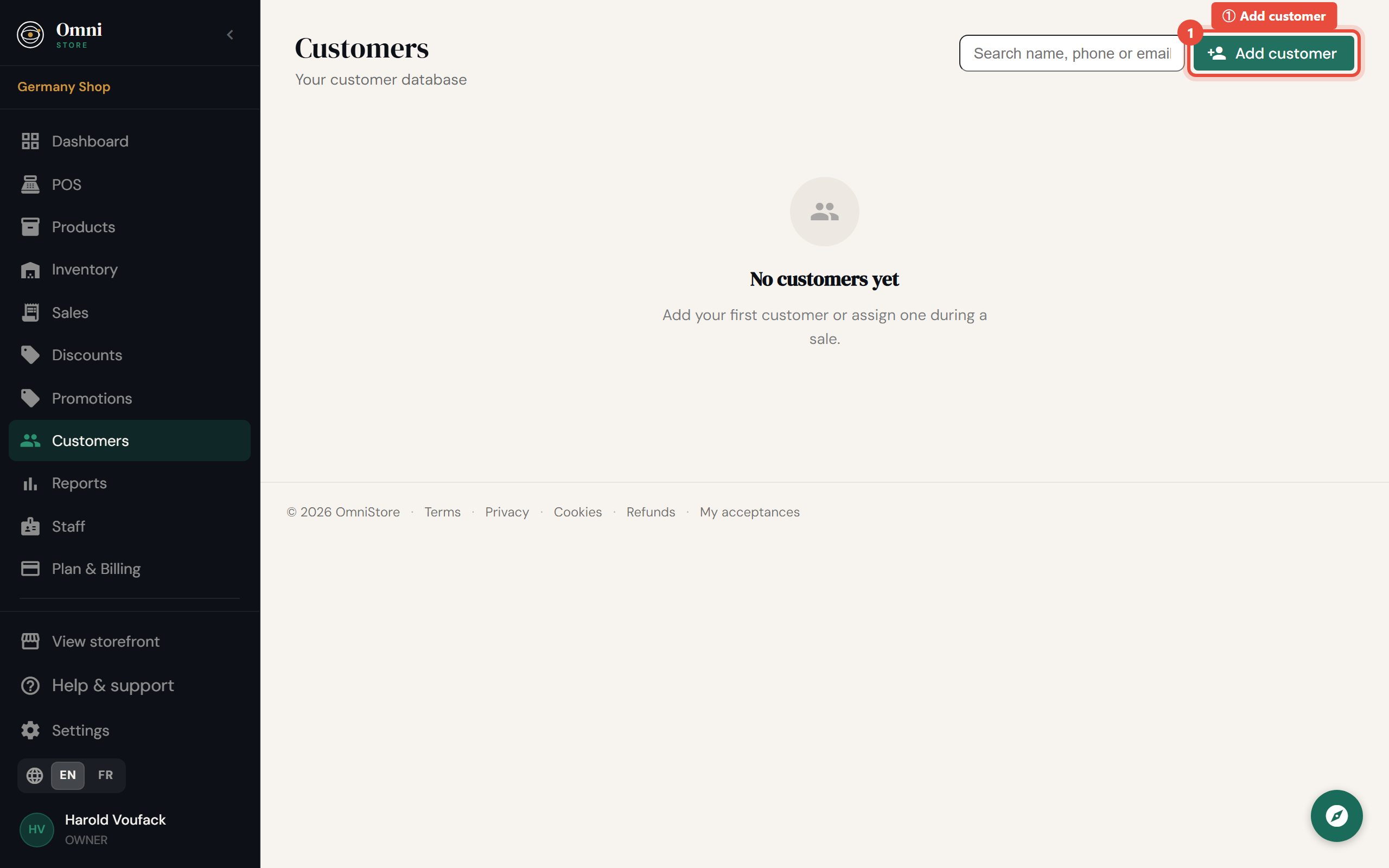 Step 1 - Click Add customer