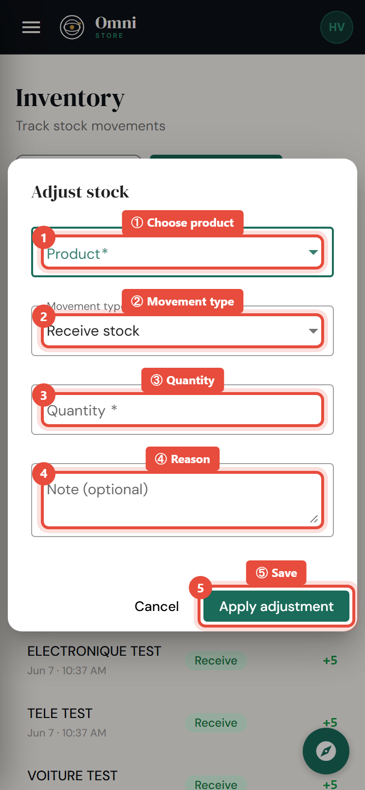 Steps 2–5 - mobile