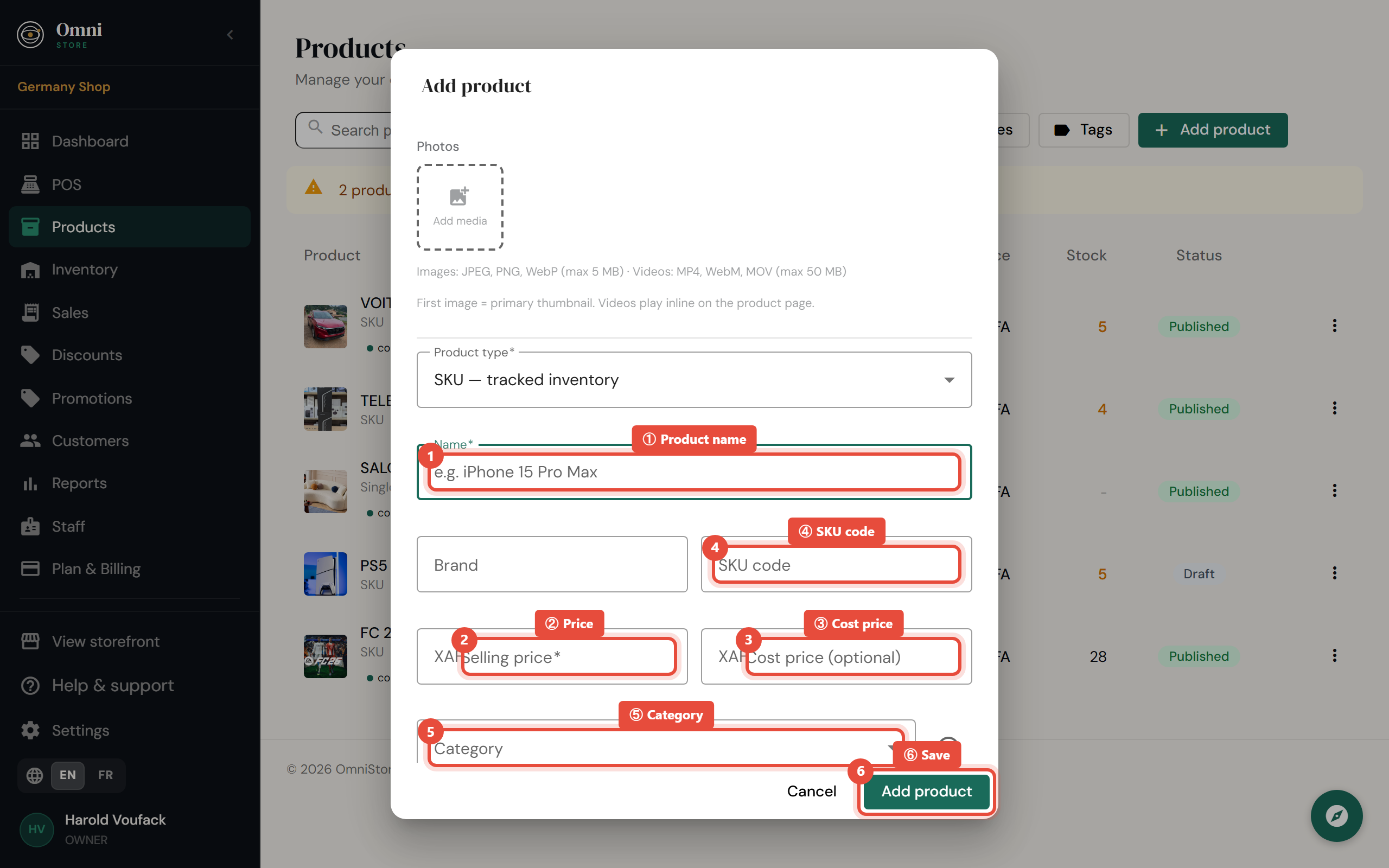 Step 2 - Fill in product details