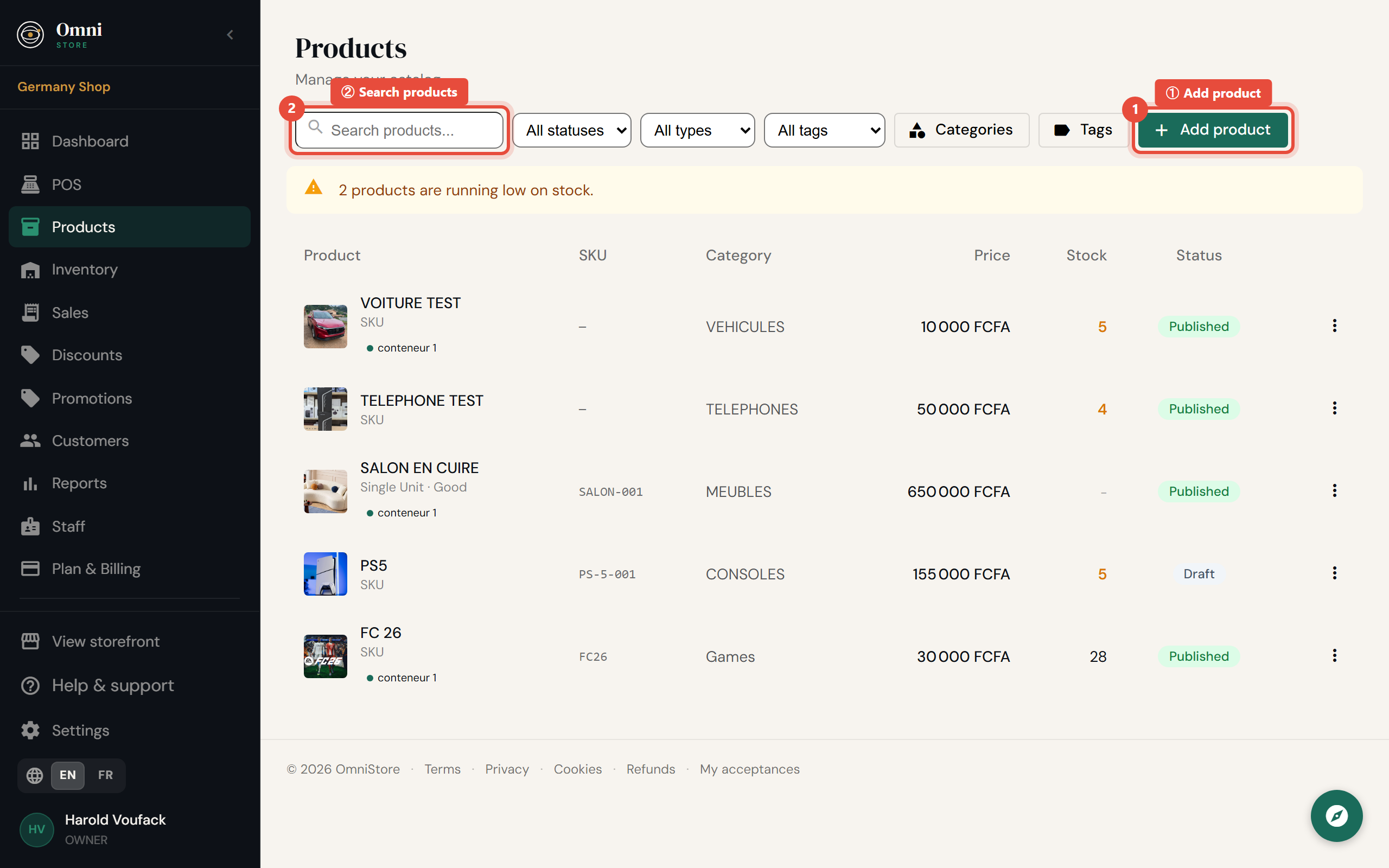 Step 1 - Click Add product