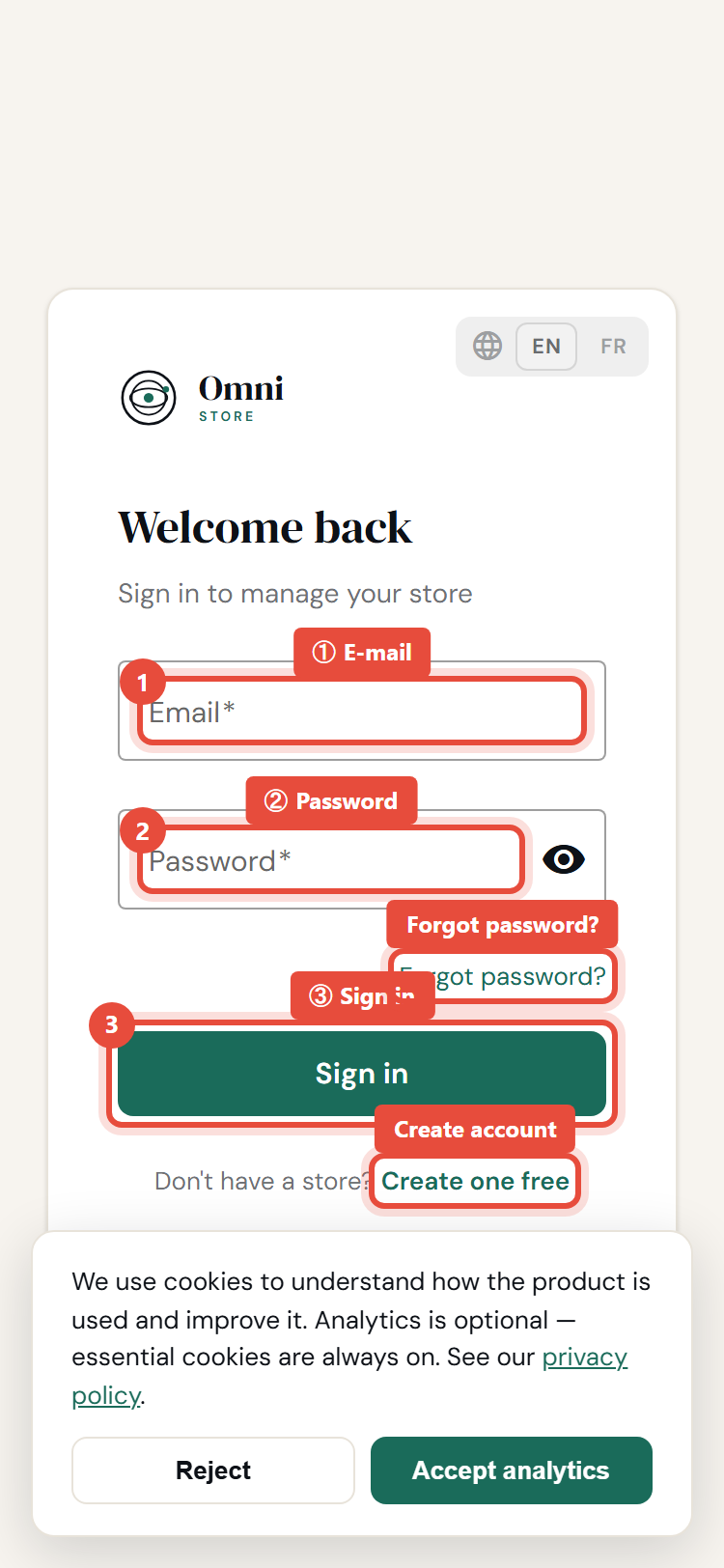 Sign-in page - mobile