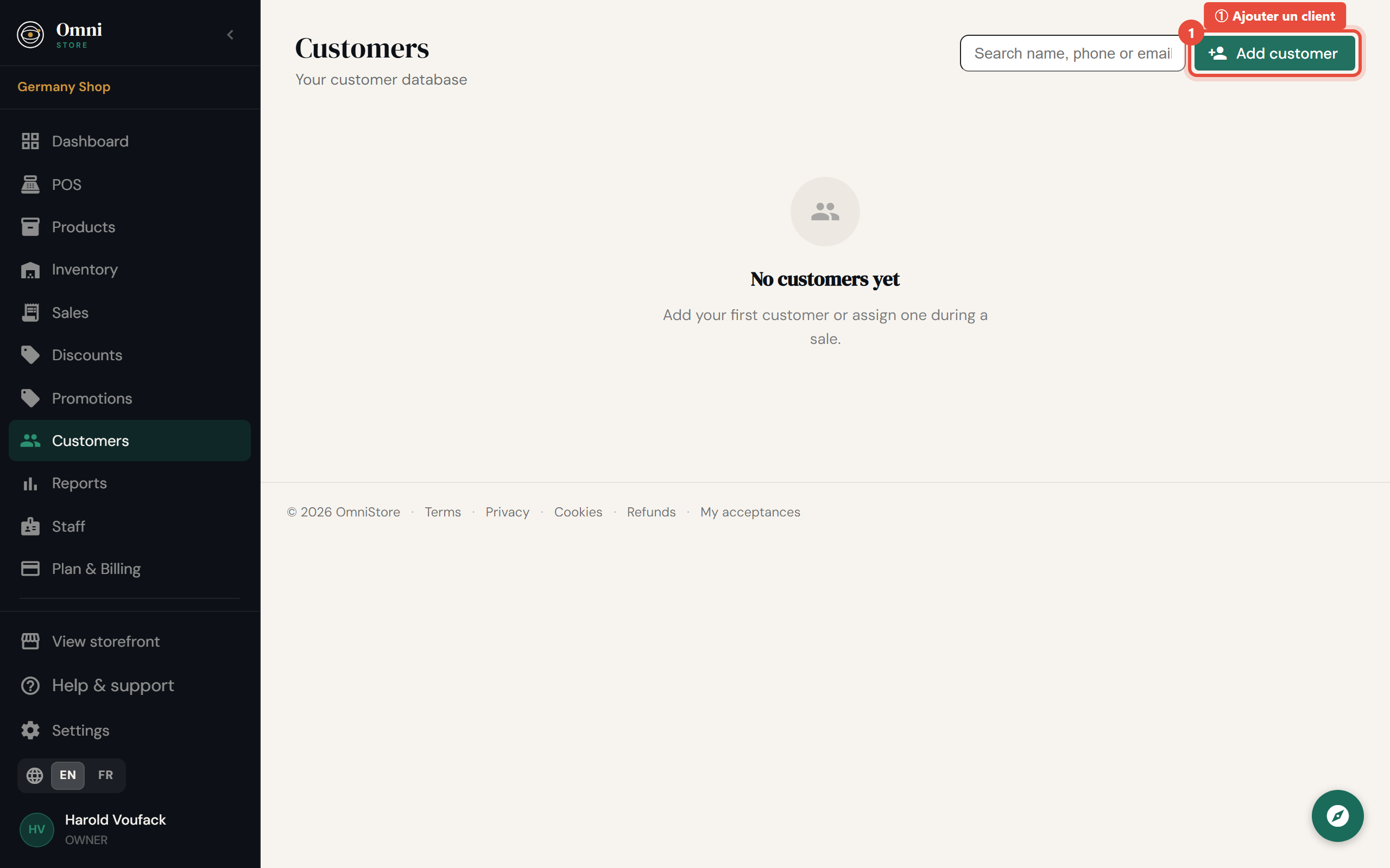 Étape 1 - Cliquez sur Ajouter un client
