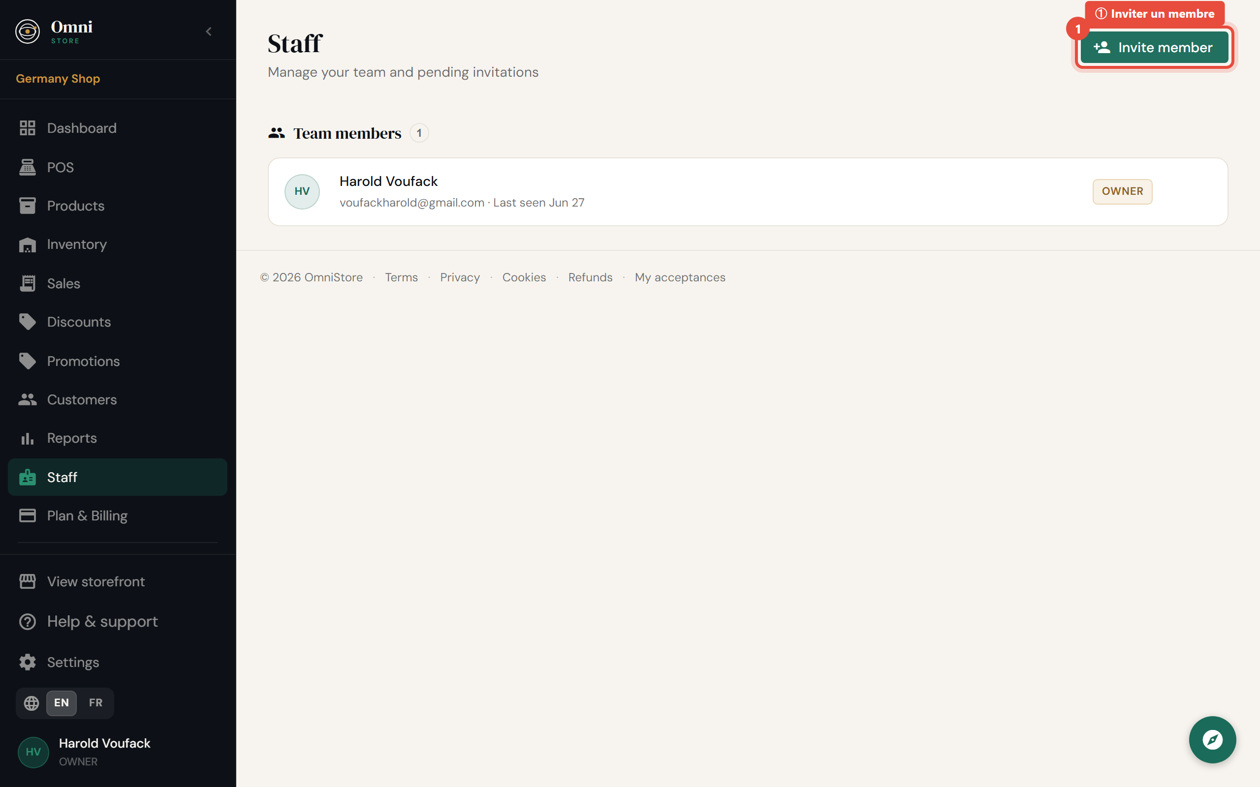 Étape 1 - Cliquez sur Inviter un membre